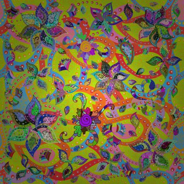 Hediye ambalaj kağıdı, tebrik kartları, posterler ve pankart tasarımı. Yeşil ve mavi renkte çiçekler. Vektör düz çiçekleri pürüzsüz desen.