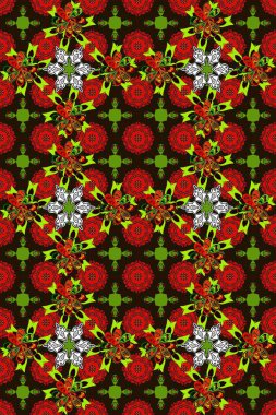 Raster çiçekli arka plan. Güzel kumaş deseni. Güzel, pürüzsüz bir desen. Düz Çiçek Elementleri Tasarımı. Renkli Yaz Temalı Kusursuz Arkaplan. Yazdır.