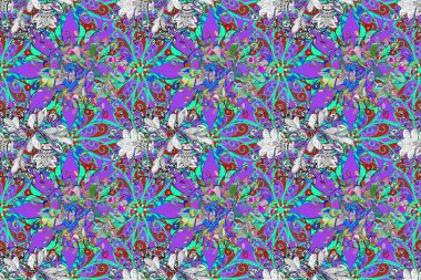 Güzel, pürüzsüz bir desen. Güzel kumaş deseni. Yazdır. Düz Çiçek Elementleri Tasarımı. Renkli Yaz Temalı Kusursuz Arkaplan. Raster çiçekli arka plan.