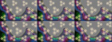 Çiçekler. Soyut etnik raster çizim kalıbı. Vadinin gri renkli çiçekleri.