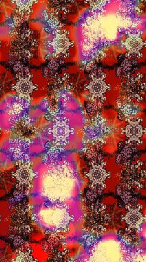 Vadinin çiçekleri kahverengi ve kırmızı renklerde. Çiçeksel çizim kalıbının çizimi.