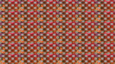 Renkli grunge, soyut arkaplanı kolonya ve gri çiçeklerle süslüyor. Parmak izi, kumaş, duvar kâğıdı, tekstil için raster dokusu. İşlemeli çiçek desenli..