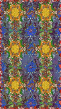 Kahverengi ve yeşil renkli yapraklı yabani çiçekler. Raster illüstrasyonu. Kusursuz bir arka plan modeli. Suluboya, elle çizilmiş.