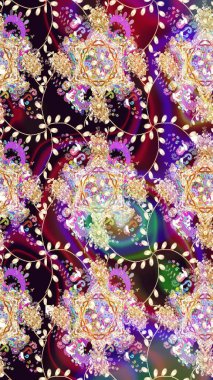 Raster illüstrasyonu. Çizim kalıbı. Ultraviyole kumaş deseni. Organik motif arkaplanı.