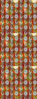 Kahverengi ve gri renkli çiçekler. Raster illüstrasyonunda çiçek deseni çizimi.