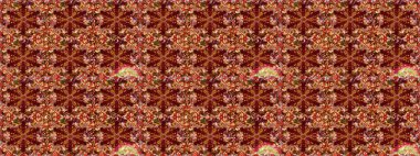 Kusursuz raster arka plan. Çiçek deseni. Kırmızı ve kahverengi renklerde altın elementler. Şık bir grafik desen. Duvar kâğıdı barok, İspanyol kumaşı.