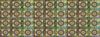 Doğu tarzı element. Altın element gri ve yeşil renklerde. Altın desenli çiçek dekoru. Çizgi sanatı tasarım şablonu için kusursuz sınır. Davetiyeler, kartlar, web sayfası için Raster illüstrasyonu.