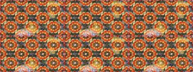 Kahverengi ve turuncu renklerde altın desenli altın elementler. Kusursuz altın desen. Raster doğulu süsü.