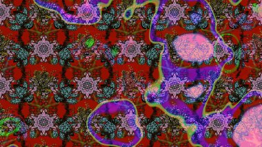 Raster illüstrasyonu. Küçük çiçekteki sevimli çiçek deseni. Kırmızı ve kahverengi renkte çiçekler.