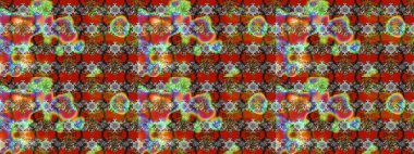 Tekstil tasarımı için kahverengi ve gri renkli geleneksel halk çiçekleri buketi. Üzerinde gelincikler ve vadi zambakları olan renkli çiçek desenli nakış..