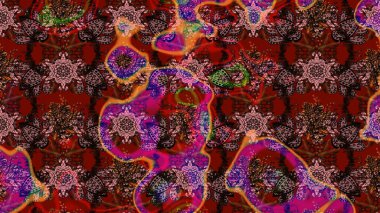 Kahverengi ve kırmızı renkte çiçekler. Sevimli çiçek raster deseni. Renkli Bahar Teması eskiz kalıbı. Düz Çiçek Elementleri Tasarımı.