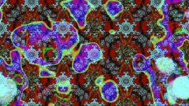 Süslü kumaş deseni. Raster illüstrasyonundaki çiçek desenli çizim. Renkli Bahar Teması eskiz kalıbı. Düz Çiçek Elementleri Tasarımı.