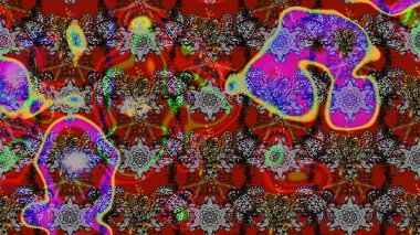 Raster illüstrasyonu. Kırmızı ve gri renklerde. Taslak dekoratif arka plan, çiçek mandala. Çiçek..