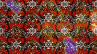 Renkli Bahar Teması eskiz kalıbı. Süslü kumaş deseni. Raster illüstrasyonundaki çiçek desenli çizim. Düz Çiçek Elementleri Tasarımı.