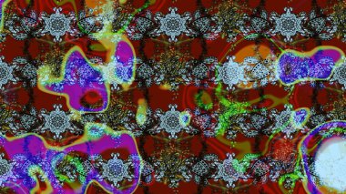 Çiçek deseni. Kahverengi ve kırmızı renkte çiçek çizimi. Kahverengi ve kırmızı renkte çiçekler. Raster illüstrasyonu. Şatafatlı bahar bahçesi dokusu.