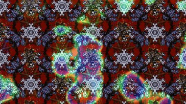 Raster illüstrasyonu. Suluboya çiçekli çiçek deseni. Kahverengi ve siyah renkli Asyalı tekstil.