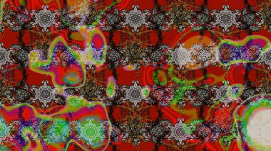 Tekrar eden çiçek arkaplanı, zarif kahverengi ve kırmızı çiçek duvar kağıdı. Kahverengi ve kırmızı renkler üzerine çiçek desenli çizimler, el yapımı papatyalar, papatyalar..