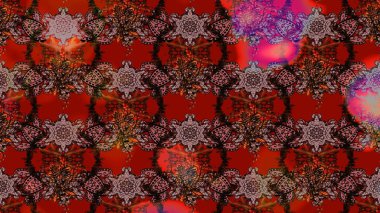 Çiçek kompozisyonu. - Kahverengi ve kırmızı çiçekler. Çiçek kolajı. Raster deseni. Çiçek arkaplan. Küçük çiçekte güzel bir desen var. Doğa.