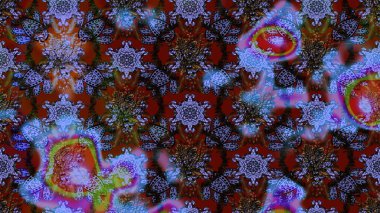 Çiçek desenli çizim. Renkli Bahar Teması eskiz kalıbı. Asya tekstil tarzında. Raster illüstrasyonu. Düz Çiçek Elementleri Tasarımı. Mavi ve kahverengi renkte çiçekler.