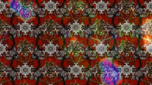 Güzel kumaş deseni. Yazdır. Düz Çiçek Elementleri Tasarımı. Raster çiçekli arka plan. Güzel eskiz şekli. Renkli Yaz Teması çizim şablonu.