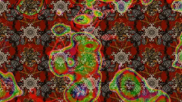 Kahverengi ve kırmızı renkte çiçekler. Raster illüstrasyonundaki çiçek desenli çizim. Düz Çiçek Elementleri Tasarımı. Renkli Bahar Teması çizim şablonu.