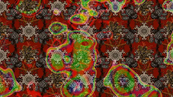 Çiçekli karalama şeklinde Raster çiçek deseni. Kahverengi ve kırmızı renkte çiçekler. Nazikçe, güzel çiçek arkaplanı..