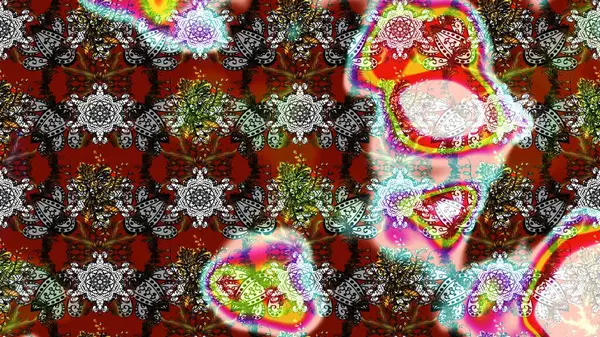 Raster illüstrasyonu. Çiçek süslemeli çizim deseni. Gri ve kahverengi renkte çiçekler.