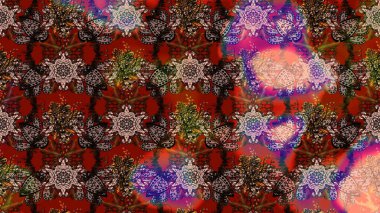 Renkli Bahar Teması eskiz kalıbı. Raster illüstrasyonundaki çiçek desenli çizim. Düz Çiçek Elementleri Tasarımı. Süslü kumaş deseni.