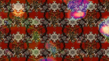 El çizimi çiçek çizimi deseni (fayans). Şirin çiçekli, desenli, kahverengi ve kırmızı renklerde renkli bir eskiz deseni. Tekstil için suluboya çizim deseni.