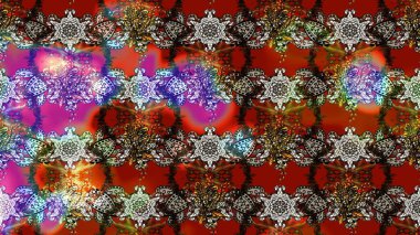 Kahverengi ve kırmızı renkte çiçekler. Raster illüstrasyonunda çiçek deseni çizimi.