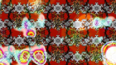 Renkli Bahar Teması eskiz kalıbı. Düz Çiçek Elementleri Tasarımı. Raster..