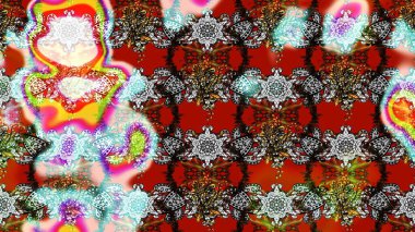 Gri ve kırmızı renkte güzel bir tekstil. Suluboya çiçekli çiçek deseni. Raster illüstrasyonu.