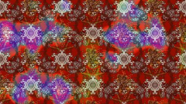 Kahverengi ve kırmızı renkte çiçekler. Hediye ambalaj kağıdı, tebrik kartları, posterler ve pankart tasarımı. Raster düz çiçek çizim deseni.