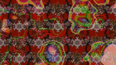 Üst manzara, yumuşak kahverengi ve kırmızı renk tarzı. Sevgililer günü ve tebrik kartı konsepti için şık bir davetiye. Çiçek kompozisyonu, el boyası, hassas şablon. Manzaralı çiçek deseni.