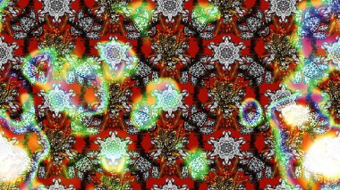 Robot resim. Motley illüstrasyonu. Küçük çiçekte güzel bir desen. Küçük renkli çiçekler. Çiçekli bahar çiçekleri. Moda baskıları için zarif bir şablon.