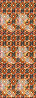 Kahverengi ve turuncu renklerde grafiksel, modern, pürüzsüz desen. Duvar kâğıdı barok, İspanyol kumaşı. Kusursuz raster arka plan. Kusursuz çiçek deseni.