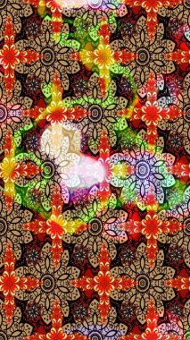 Bej ve siyah renkli çiçekler. Raster illüstrasyonunda çiçek deseni çizimi.