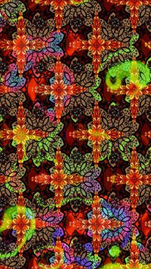 Soyut etnik raster çizim kalıbı. Kabile sanatı boho baskısı, klasik çiçek arkaplanı. Arkaplan dokusu, duvar kağıdı, siyah ve kahverengi renkli çiçek teması.