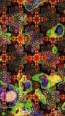 Küçük çiçekli yay deseni çiz. Suluboya tarzında kahverengi ve siyah renklerde. Raster illüstrasyonu.