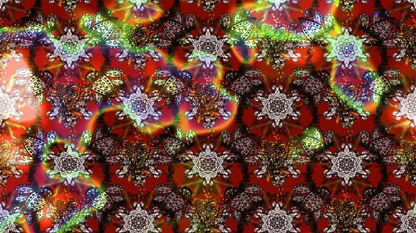 Patlayan çiçekler soyut olarak yerleştirilmiş. Raster deseni. Raster illüstrasyonu. Nazikçe, bahar çiçekleri kahverengi ve kırmızı renklerde.