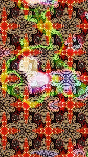 Bej ve siyah renkli çiçekler. Raster illüstrasyonunda çiçek deseni çizimi.