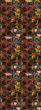 Raster illüstrasyonundaki çiçek desenli çizim. Kahverengi renkte çiçekler.