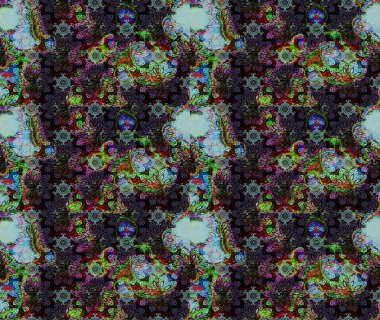 Şirin çiçekli, desenli, siyah renkli renkli bir eskiz. Tekstil için suluboya eskiz deseni. El çizimi çiçek çizimi deseni (fayans)).