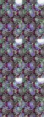 Raster illüstrasyonundaki çiçek desenli çizim. Gri ve nötr renkte çiçekler.