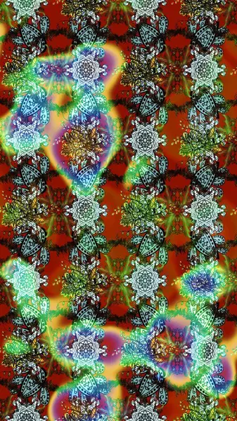 Güzel kumaş deseni. Renkli Bahar Teması eskiz kalıbı. Düz Çiçek Elementleri Tasarımı. Raster illüstrasyonunda çiçek deseni çizimi.