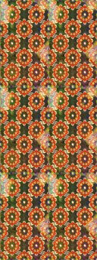 El yapımı dekoratif çerçeve, albüm kapağı, tebrik kartı, klasik Art deco tarzı. Altın karalama fantezi yapraklarından ve kahverengi ve turuncu renklerde çiçeklerden oluşan soyut bir çelenk..