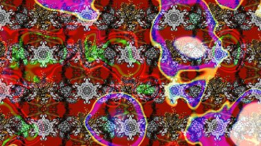 Çizim çiçek deseni duvar kâğıdı olarak kullanılabilir. Kırmızı ve gri renkte çiçekler. Raster illüstrasyonu.