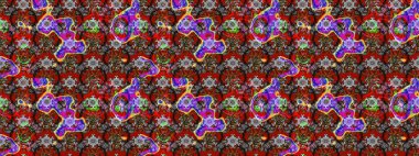 Suluboya çiçekli çiçek deseni. Raster illüstrasyonu. Kırmızı ve gri renkli güzel tekstil.