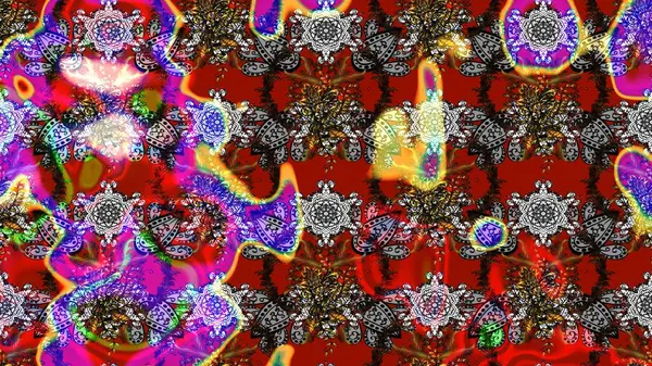 Çiçek buketleriyle klasik bir eskiz şekli. Raster illüstrasyonu. Kırmızı ve gri renklerde.