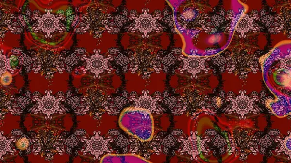 Çiçekli karalama şeklinde Raster çiçek deseni. Nazikçe, güzel çiçek arkaplanı. Kahverengi ve kırmızı renkte çiçekler.